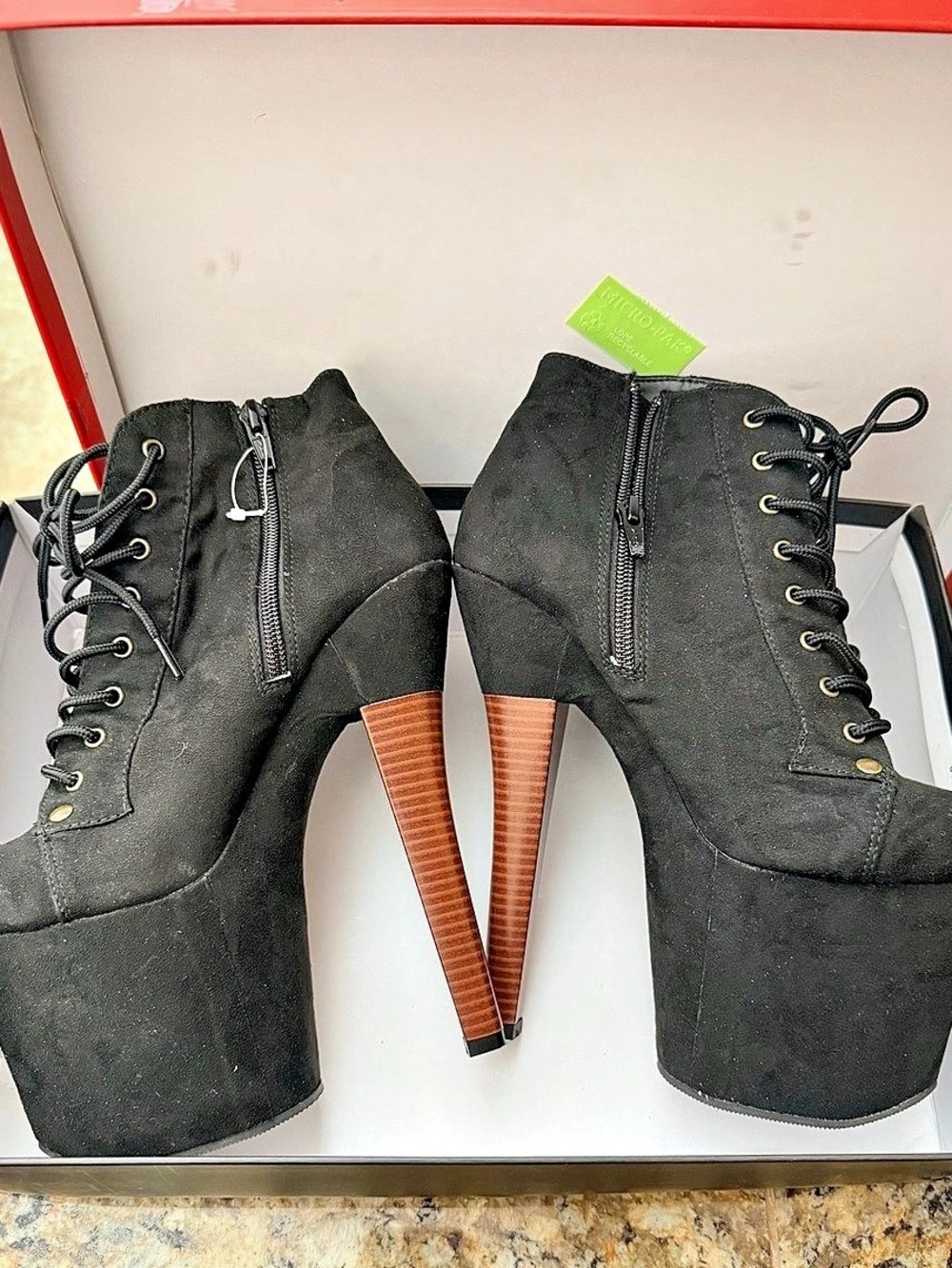 Pleaser Hustler Hollywood Black Platform Ankle Boots US 6